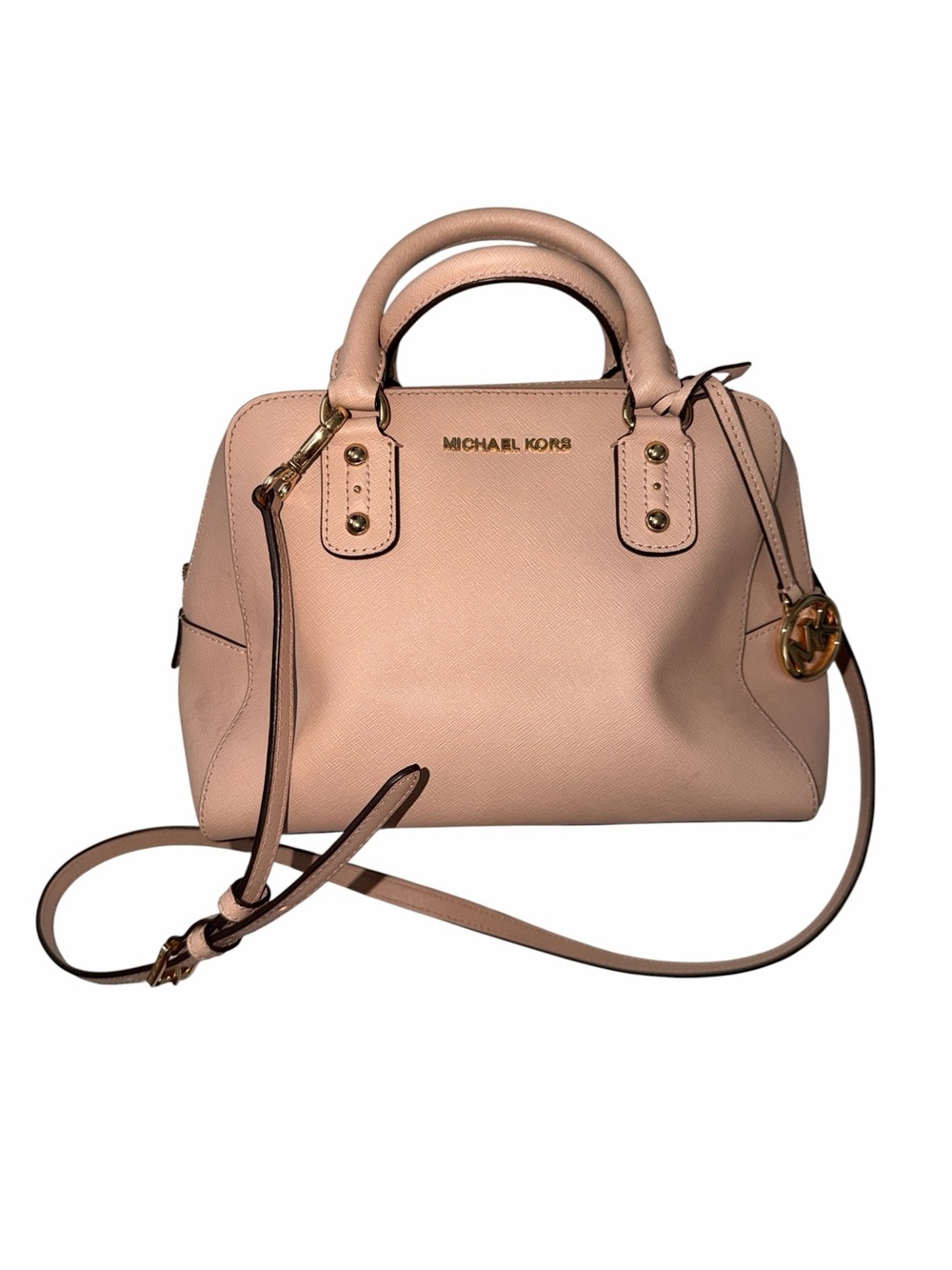 Michael Kors Blush Pink Saffiano Leather Satchel Gold Hardware Crossbody